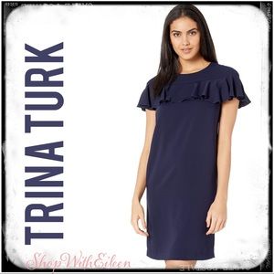 Trina Turk Charleston Ruffle Navy Dress NWOT